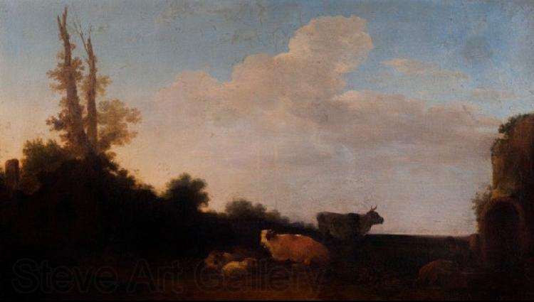 Francesco Giuseppe Casanova Cattle on pasture. Spain oil painting art